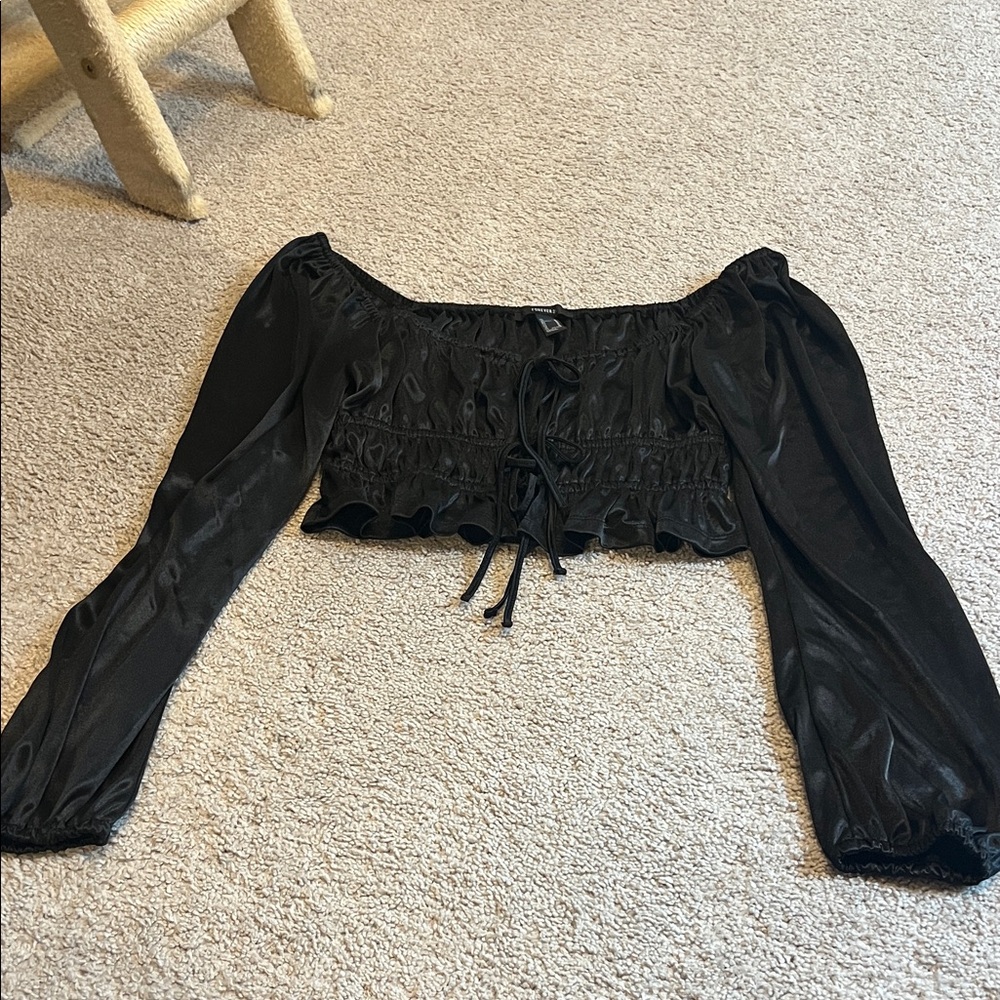 Forever 21 Shiny Black Top